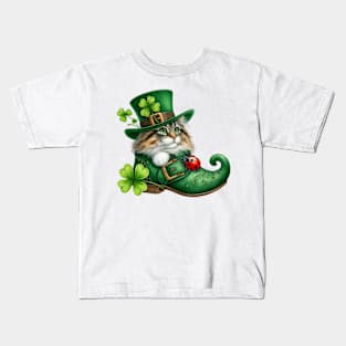 Norwegian Forest Cat Shoes For Patricks Day Kids T-Shirt